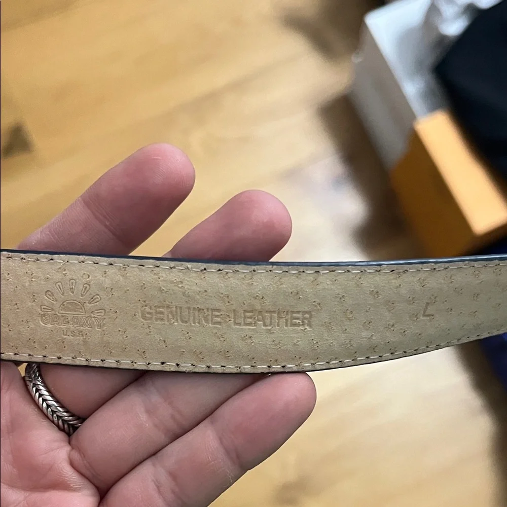 Brighton Blue Gray Croc-Embossed Belt with Silver Buckle genuine leather